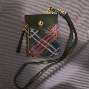 Juicy Couture Black and Multicolor Plaid Crossbody Bag